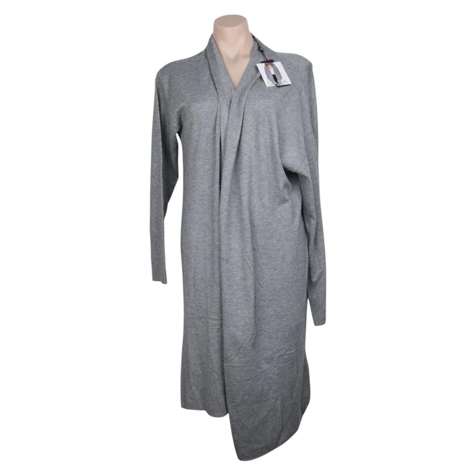 SABA Women's Long Cardigan, Size L, Grey, AG2094. Buyers Note - Discount F