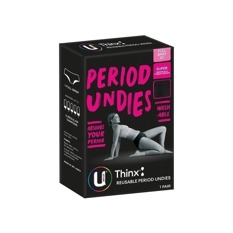 3 Pairs x U By KOTEX Thinx Reusable Full Brief Period Undies, Size 20, Supe