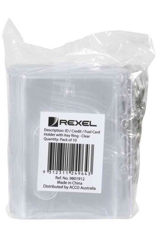 REXEL(R) 9801912 Id Fuel Rigid Card Holder with Key Ring 10Pk