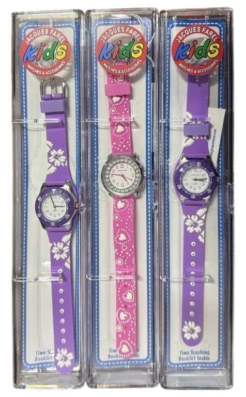 3 x JACQUES FAREL Kids Watches (Purple, Pink,  Purple)