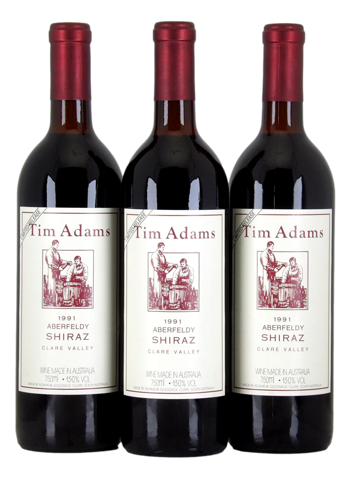 TIM ADAMS The Aberfeldy Shiraz 1991 (3x 750mL), Clare Valley. 5* Prov