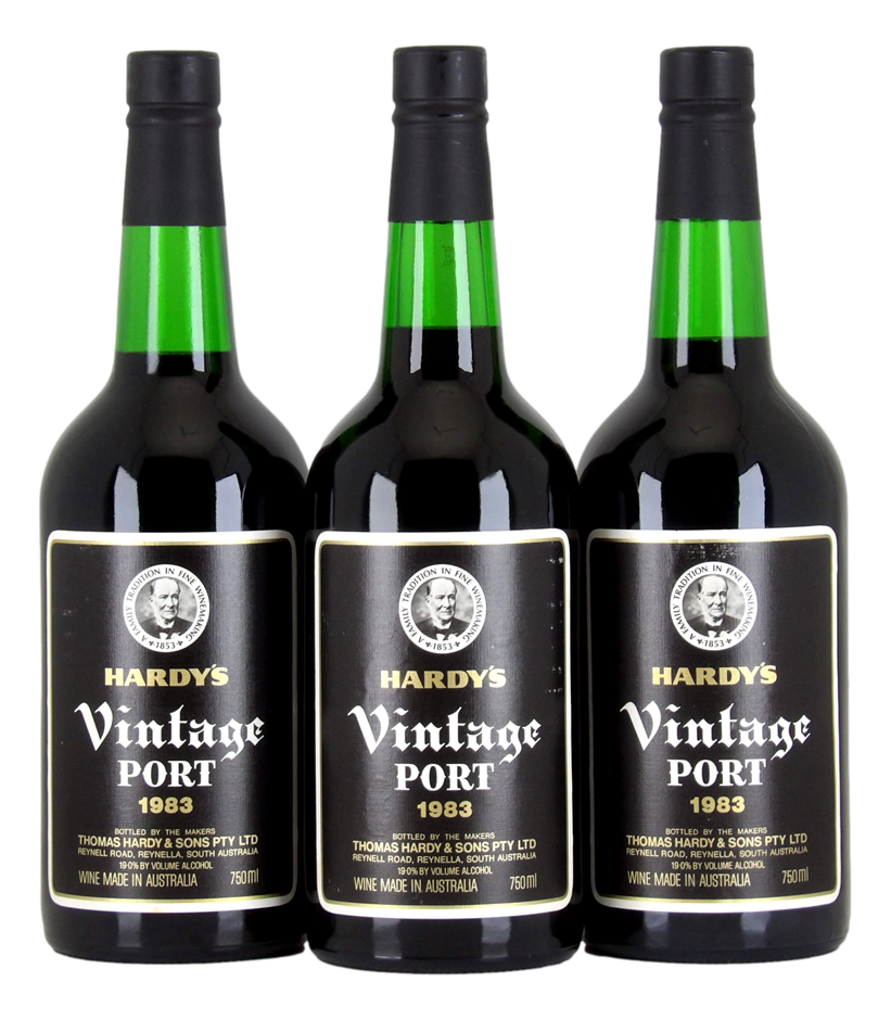 HARDY'S Blend D595 Vintage Port 1983 (3x 750mL), Australia. 5* Prov