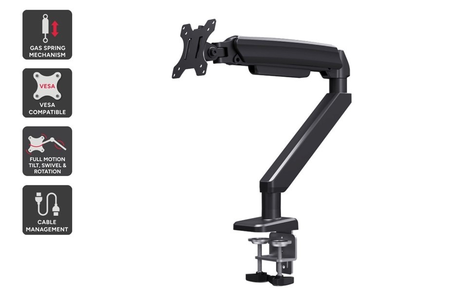 KOGAN Heavy-Duty Full Motion Gas Spring Single Monitor Arm for 17"- 49" Mon