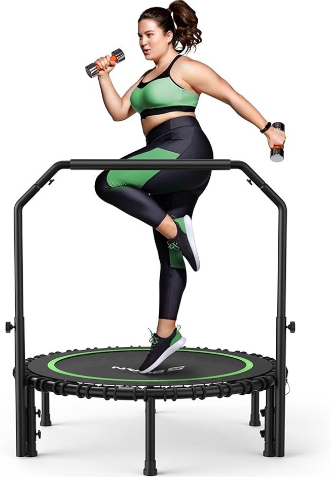 BCAN 450 LBS Foldable Mini Trampoline, 40" Fitness Trampoline with Bungees/