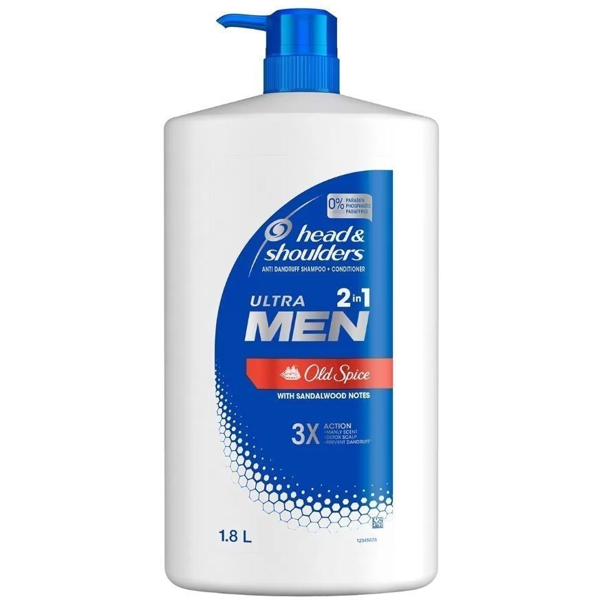 2 x HEAD & SHOULDERS Men 2-In-1 Old Spice, 1.8L. N.B: 1 x unlocked pump.