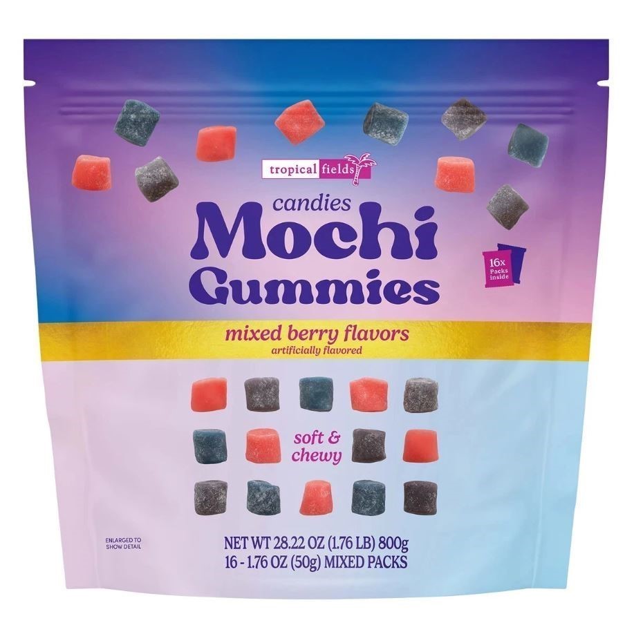 4 x Bag of 16pk TROPICAL FIELDS Mini Mochi Gummies, Mixed Berry Flavour, 80