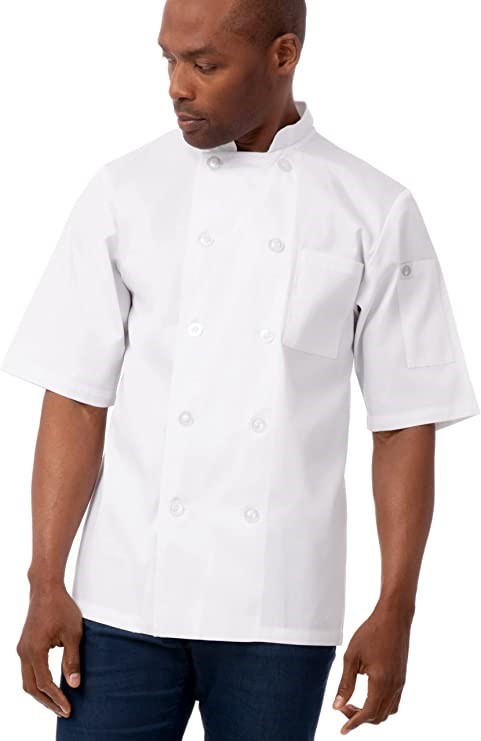 CHEF WORKS Men's Volnay Chef Coat, White, Model: PCSS, Size 4X-Large.