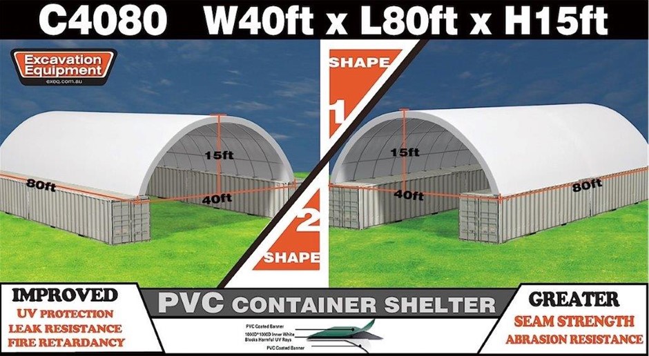 2025 Heavy duty 40ft x 80ft Container Shelter (Unused)