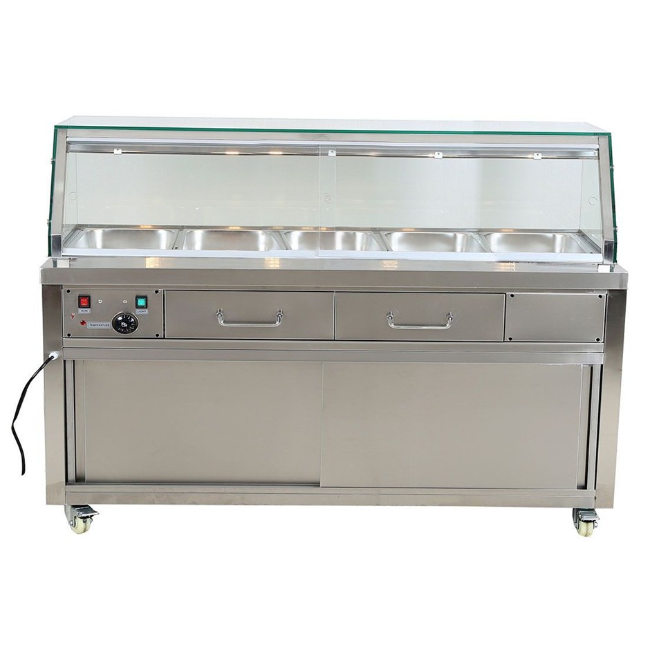 Heated Food Display With Glass Top