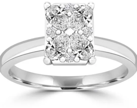 18K WHITE GOLD 0.35CT GH I1 DIAMOND MOSIAC RING