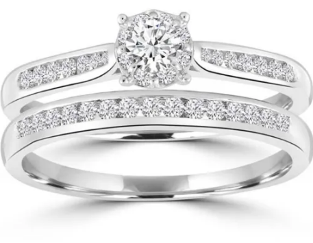 9K WHITE GLD 0.50CT HI I1 DIAMOND RING SET