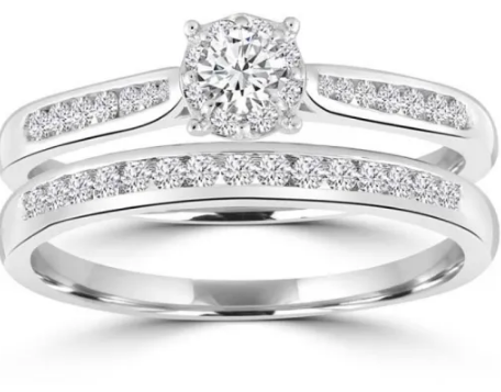 9K WHITE GLD 0.50CT HI I1 DIAMOND RING SET