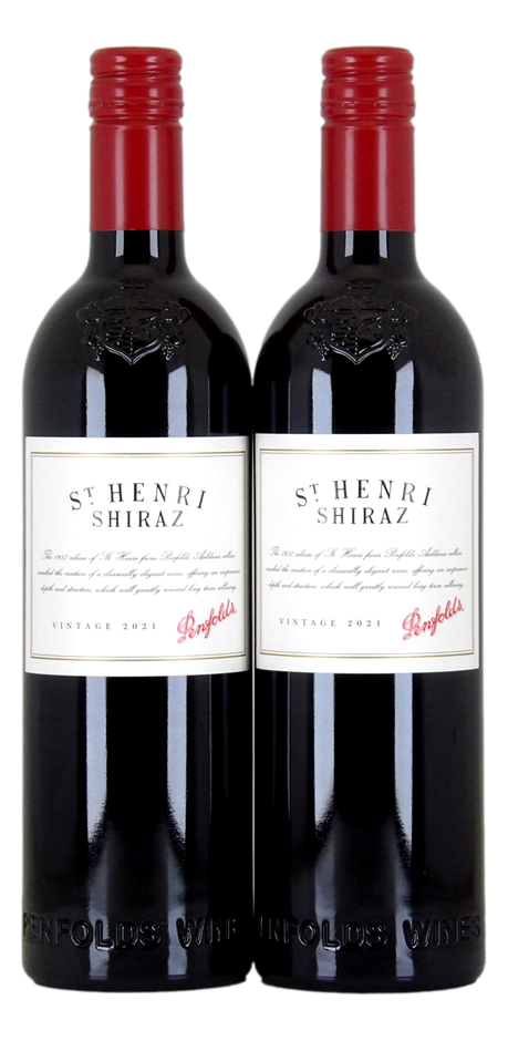 Penfolds St Henri Shiraz 2021 (2x 750mL), SA. Screwcap closure.