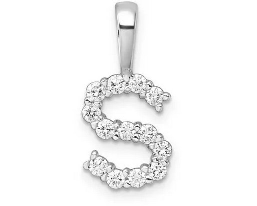 9K WHITE GOLD 0.13ct F VS LAB DIAMOND INITIAL "S" PENDANT