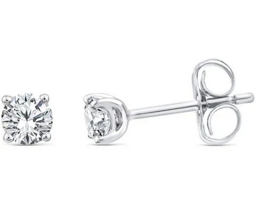 9K WHITE GOLD 0.10ct F VS LAB DIAMOND RND 4 CLAW STUDS