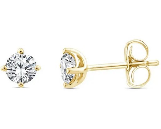 9K YELLOW GOLD 0.10ct F VS LAB DIAMOND RND 4 CLAW STUDS