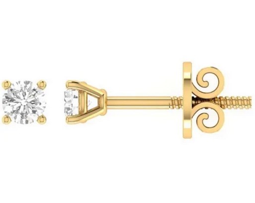 18K Yellow Gold 1.00CT GH I1 DIAMOND 4 CLAW STUDS