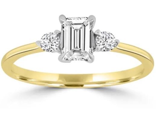 EXC 18K WHITE GOLD 0.50ct HI I1 DIAMOND SAPHRE RIN