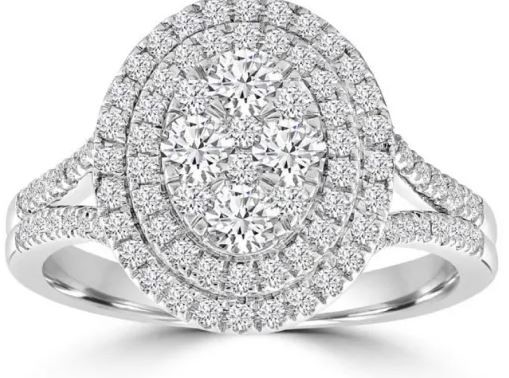 18K WHITE GOLD 1CT HI I1 DIAMOND RING