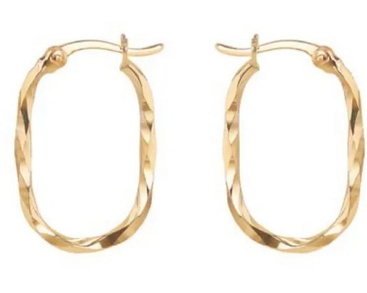 9k Yellow Gold Twist Oval Intensive Dc Er