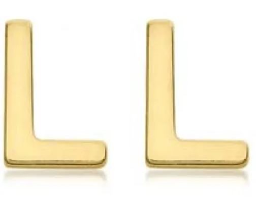 9K Yellow Gold MINI INITIAL 'L' STUD EARRINGS