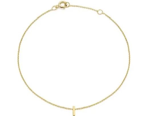 9K Yellow Gold MINI INITIAL 'I' Bracelet 15.5-19cm