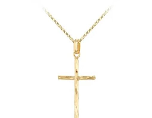 9K Yellow Gold HLW DIAMOND CUT CROSS PENDANT