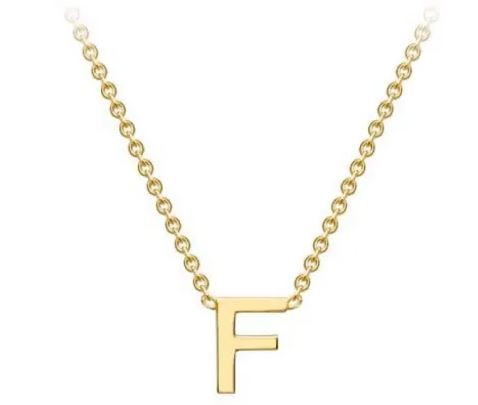 #1 9K YELLOW GOLD INITIAL 'F' NECKLACE 38+5cm