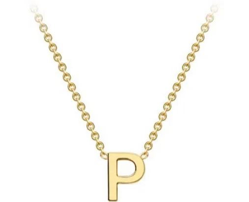 #1 9K YELLOW GOLD INITIAL 'P' NECKLACE 38+5cm