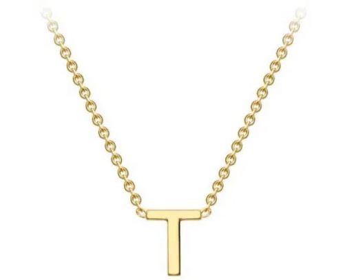 #1 9K YELLOW GOLD INITIAL 'T' NECKLACE 38+5cm