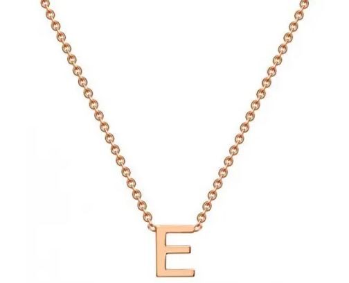 #1A 9K ROSE GOLD INITIAL 'E' NECKLACE 38+5cm