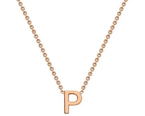 #1A 9K ROSE GOLD INITIAL 'P' NECKLACE 38+5cm