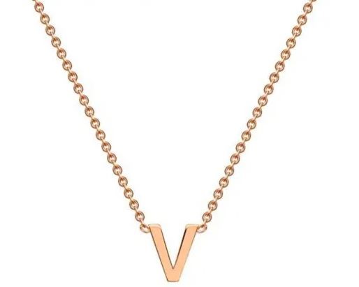 #1A 9K ROSE GOLD INITIAL 'V' NECKLACE 38+5cm