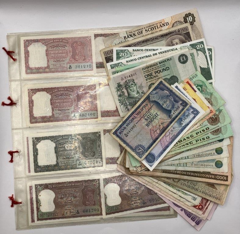 Approx. 84 x Asstd Foreign Bank Notes,C:1949-97, incl. Rupee, Yen etc ...