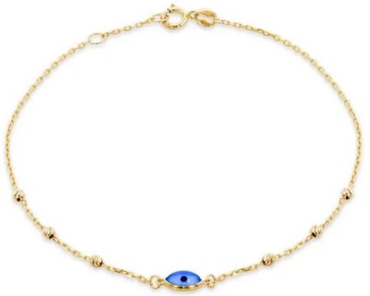9K Yellow Gold EVIL EYE DC BALL Bracelet 19cm
