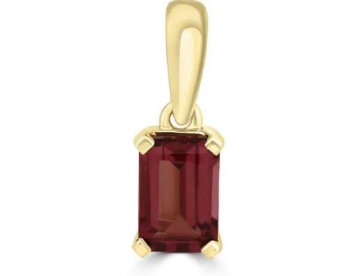 9K Yellow Gold EMERALD CUT RHODOLITE GARNET PENDANT