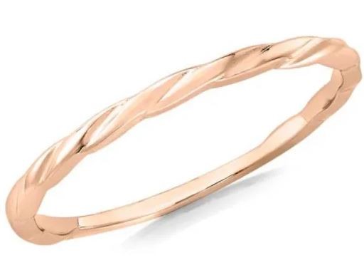 9k Rose Gold Twist Slim Stacker Ring