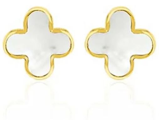 9K Yellow Gold MOP PETAL STUD