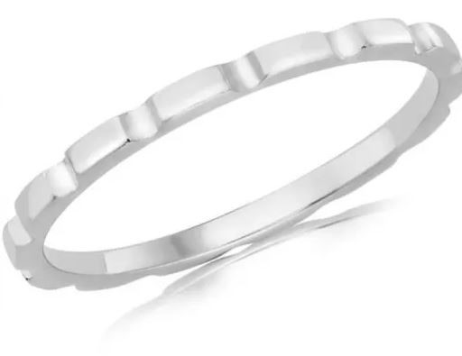 9K WHITE GOLD BRICK STACKER RING
