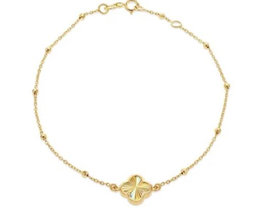 9K Yellow Gold RAINBOW PETAL Bracelet 17.8-19cm