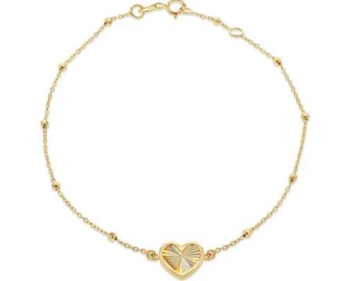 9K Yellow Gold RAINBOW HEART Bracelet 19cm