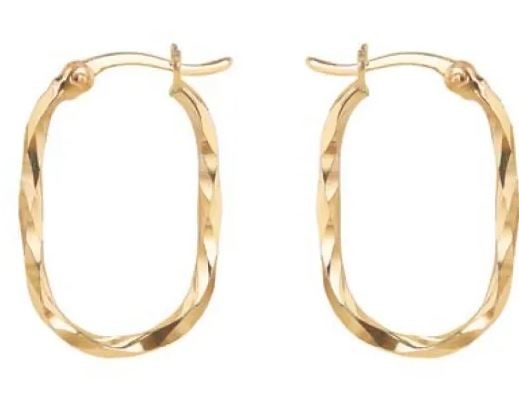 9K Yellow Gold TWIST OVAL INTENSIVE DC ER