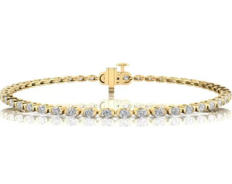 9K YELLOW GOLD 2.00ct F VS LAB GROWN DIAMOND OVAL BRACELET 18cm