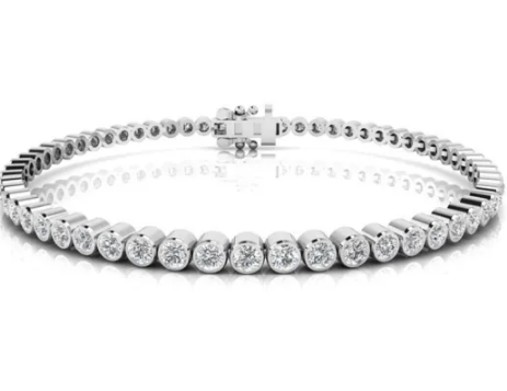 9K WHITE GOLD 3.00ct F VS LAB GROWN DIAMOND BEZEL BRACELET 18cm