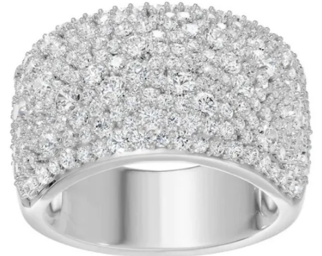 9K WHITE GOLD 2.00ct F VS LAB DIAMOND WIDE PAVE RING