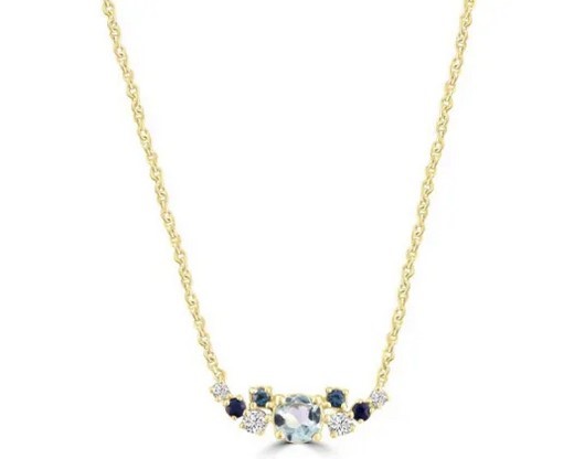 9K YELLOW GOLD 0.08CT HI I1 DIAMOND TOPAZ NECKLACE 40-50cm
