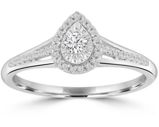 9K WHITE GOLD 0.20CT HI I1 DIAMOND RING