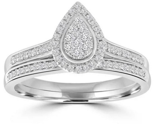 9K WHITE GOLD 0.33CT HI I1 DIAMOND RING SET