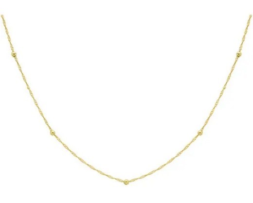 9K YELLOW GOLD SOLID BALL TWIST NECKLACE 45cm