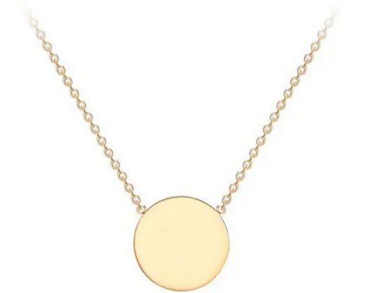 9K YELLOW GOLD SOLID 10mm DISC NECKLACE 41+43cm